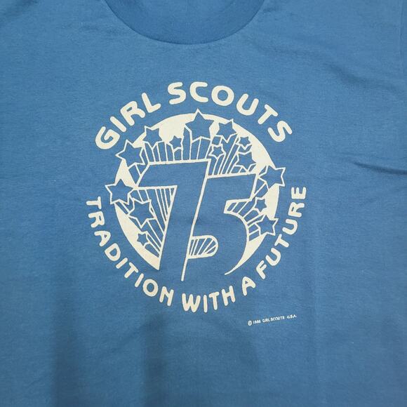 VTG 1986 Girl Scouts T Shirt M Single Stitch USA Made 75th Anniversary 80s - Picture 2 of 6